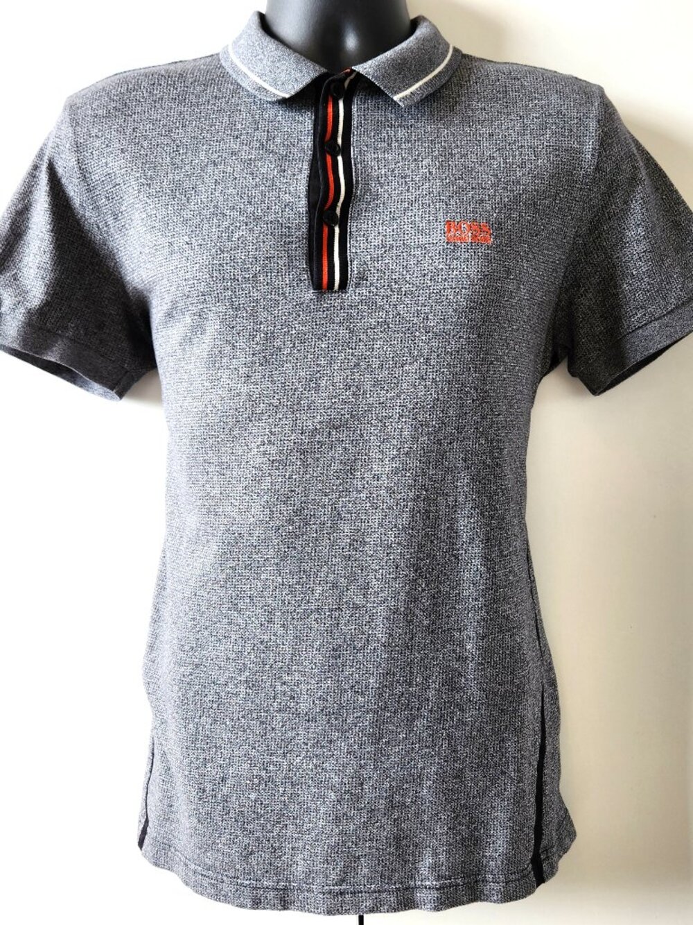 EUC - Hugo Boss Men's Heather Gray Short Sleeve Polo Shirt Size Large
